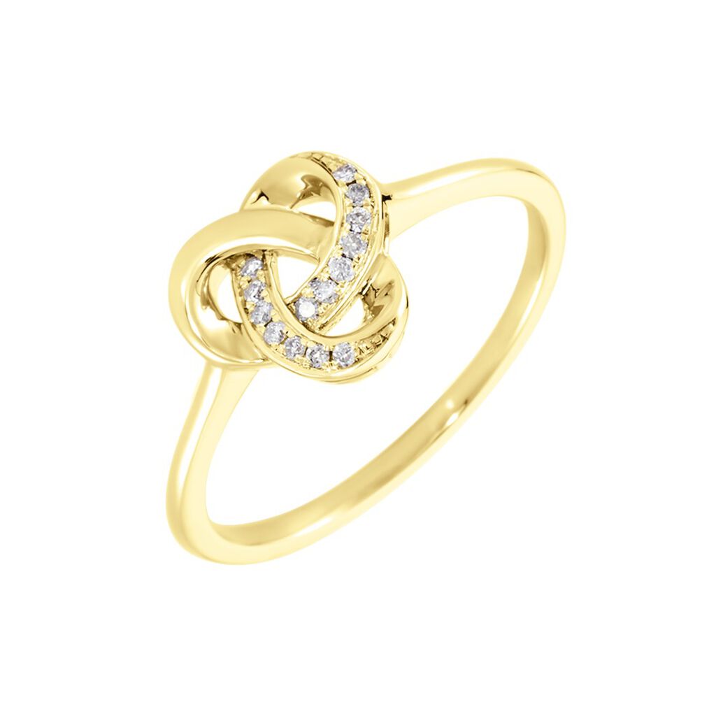 🦚 KNOT Damen Ring Gold 375 (9 Karat) Diamant Weiß 0,05 ct B 6 mm, Ring mit Stein