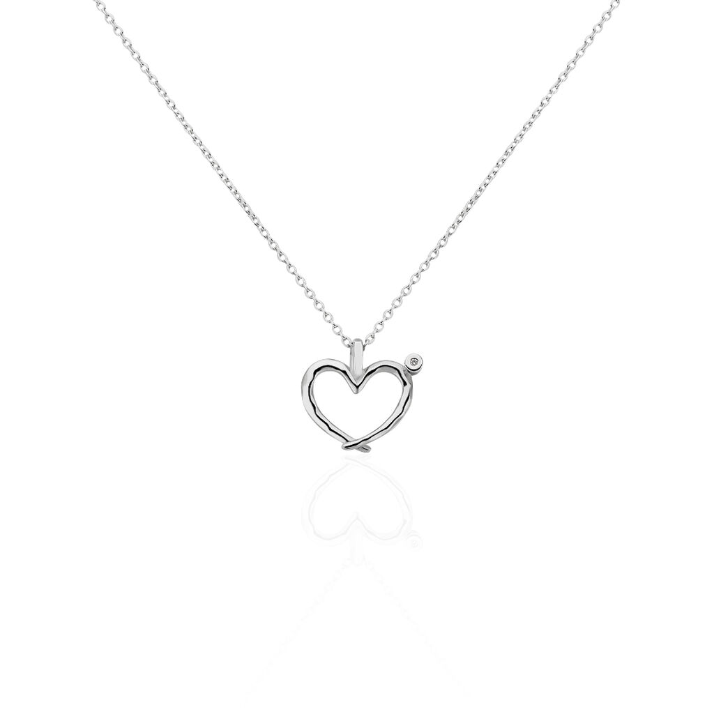 🦚 SVEJA Damen Collier Silber 925 Diamant Weiß 0,01 ct Herz, Collier mit Stein