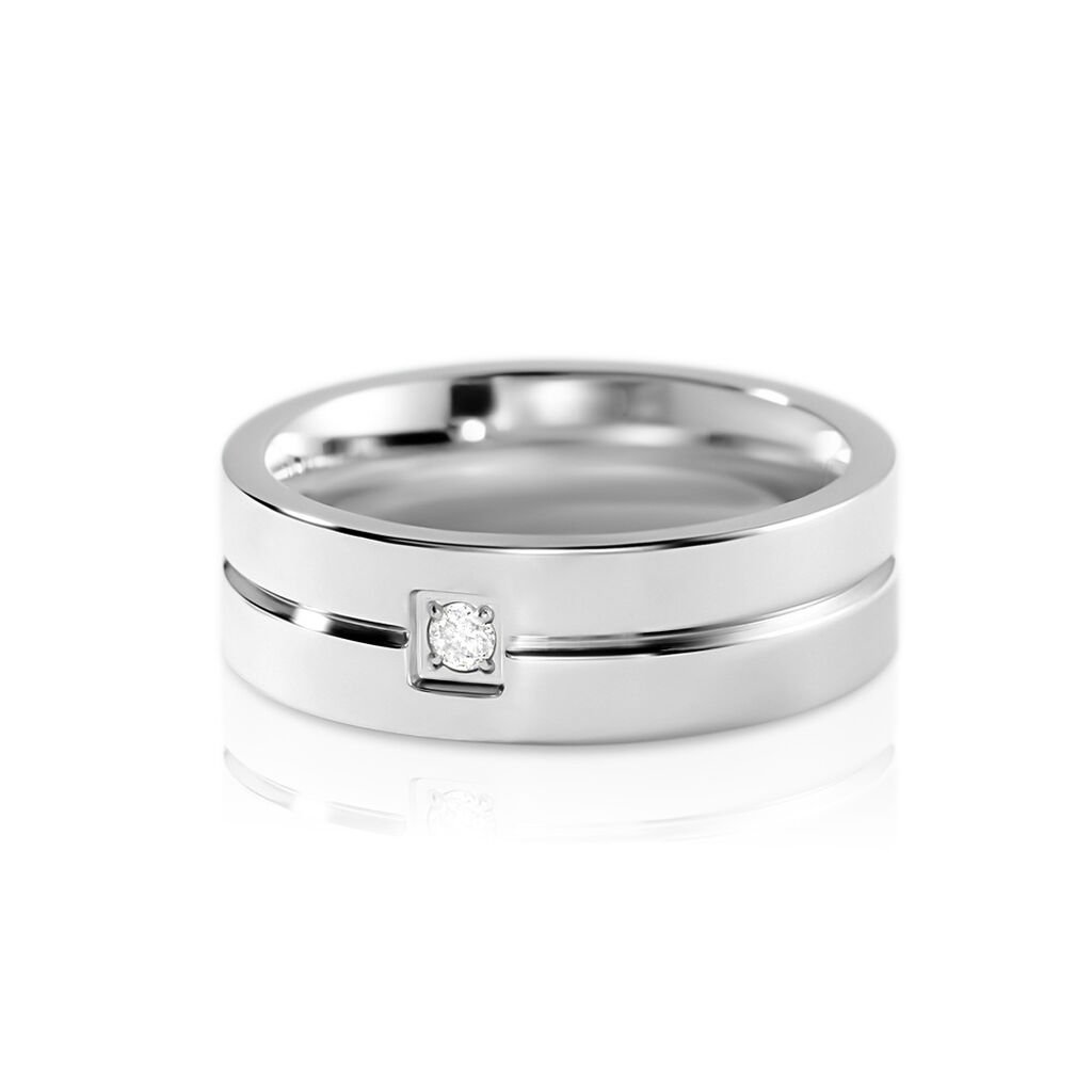 🦚 BOND Damen Ring Edelstahl Diamant Weiß 0,03 ct B 6 mm, Ring mit Stein