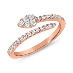 🦚 Offener Diamantring für Damen aus Roségold