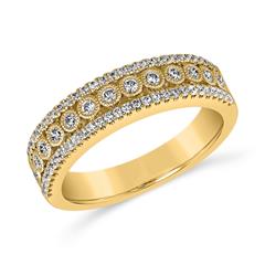 🦚 Gravurring für Damen aus Gelbgold mit Brillanten