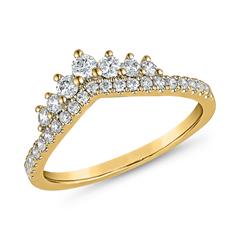 🦚 Gravierbarer Ring aus Gelbgold mit lab grown Brillanten