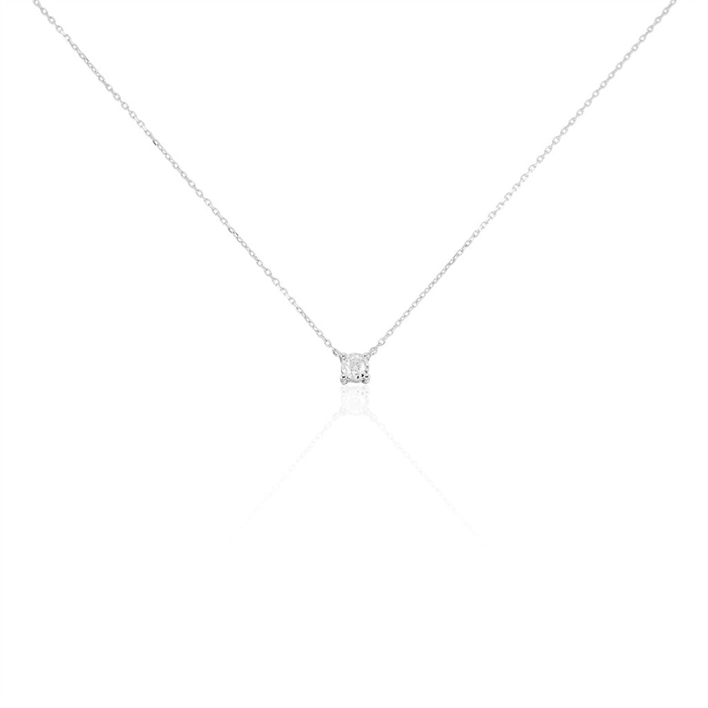 🦚 Illusion Damen Collier Weißgold 375 (9 Karat) Diamant Weiß 0,07 ct Viereck, Collier mit Stein