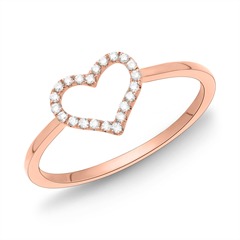 🦚 Ring 750er Rotgold Herz 22 Diamanten 0,11 ct.
