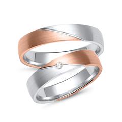 🦚 Eheringe Rot- und Weißgold mit Brillant Breite 4,5 mm