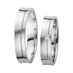 🦚 Eheringe Weißgold mit Diamant Breite 4,5 mm