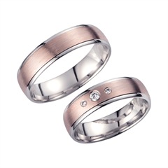 🦚 Eheringe Rot- und Weißgold mit Brillanten Breite 5,5 mm