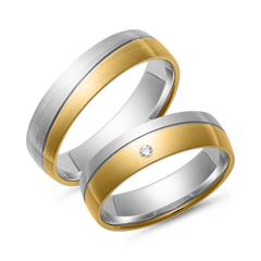 🦚 Eheringe Gelb- und Weißgold mit Diamant Breite 5,5 mm