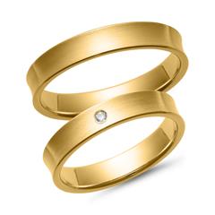 🦚 Eheringe Gelbgold mit Brillant Breite 4 mm