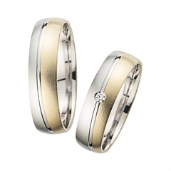 🦚 Eheringe Gelb- und Weißgold mit Diamant Breite 5,5 mm