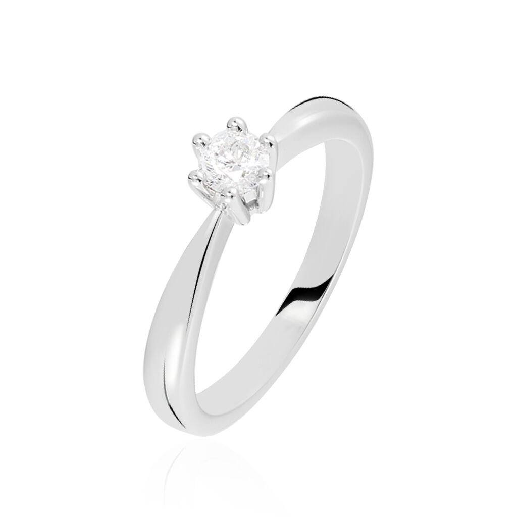 🦚 ROME Damen Ring Weißgold 375 (9 Karat) Diamant Weiß 0,2 ct, Ring mit Stein