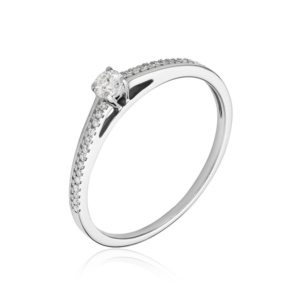 🦚 ALEXANDRA Damen Ring Weißgold 375 (9 Karat) Diamant Weiß 0,08 ct, Ring mit Stein