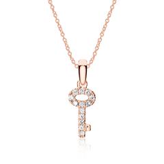 🦚 750er Roségold Kette Schlüssel mit Brillanten