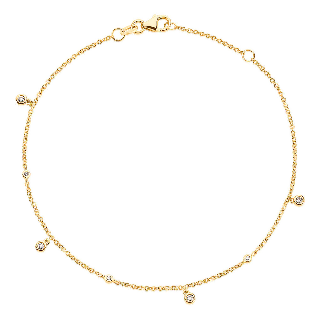 🦚 MOANA Damen Armband Gold 585 (14 Karat) Synthetischer Diamant Weiß 0,020 ct, Armband mit Stein