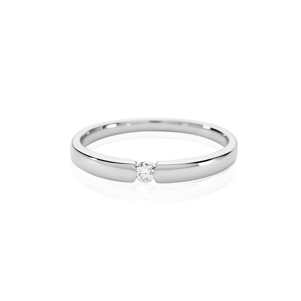 🦚 SANINA Damen Ring Weißgold 585 (14 Karat) Diamant Weiß 0,04 ct, Ring mit Stein