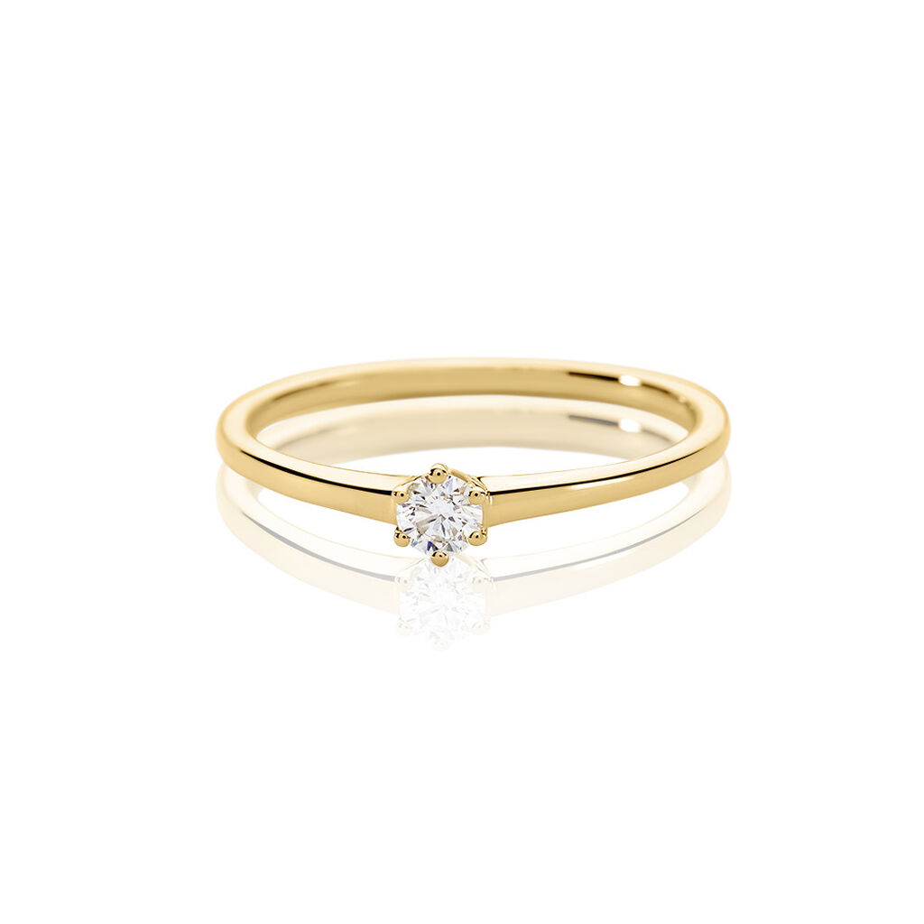 🦚 MONOPOLI Damen Ring Gold 585 (14 Karat) Diamant Weiß 0,11 ct, Ring mit Stein