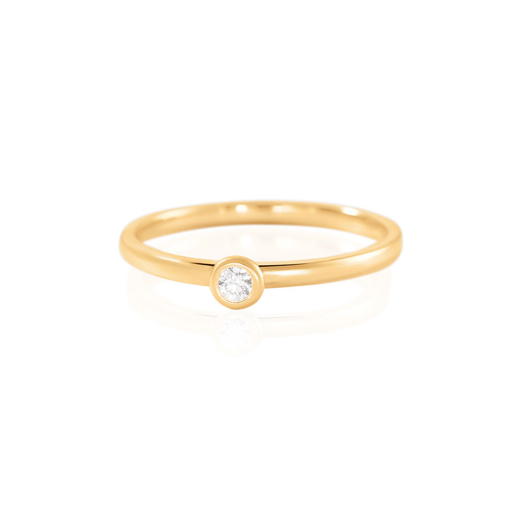 🦚 ESTELLE Damen Ring Gold 585 (14 Karat) Diamant Weiß 0,05 ct B 1,5 mm, Ring mit Stein