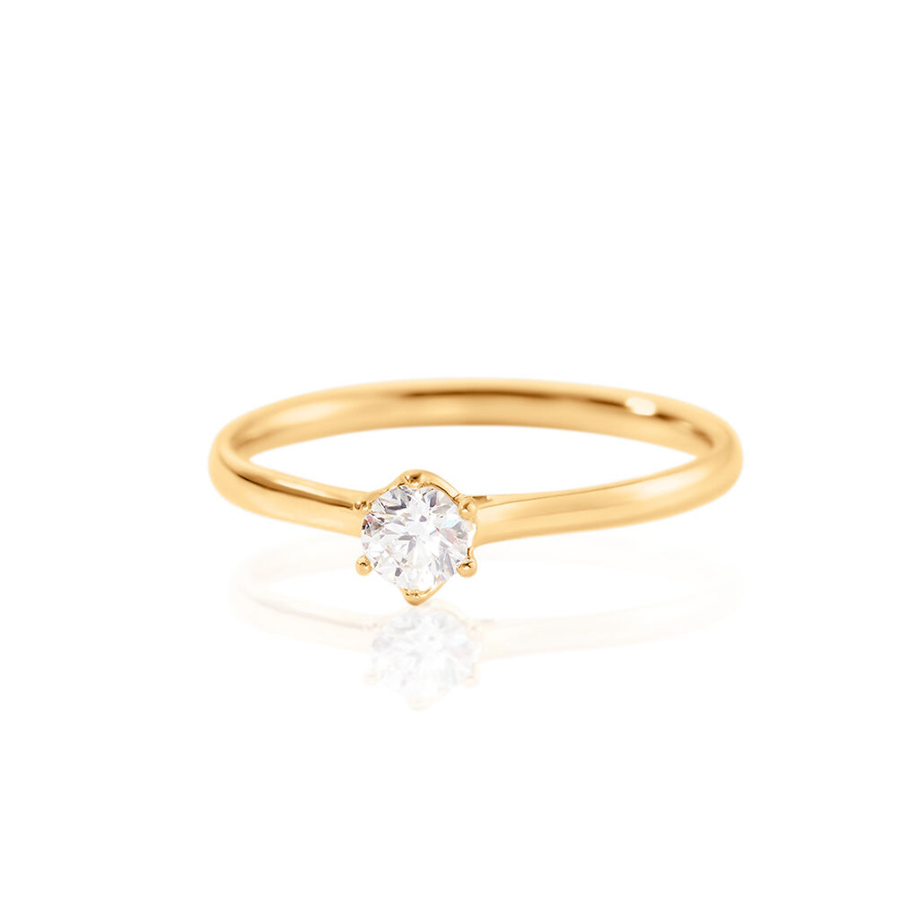 🦚 CHARLENE Damen Ring Gold 585 (14 Karat) Diamant Weiß 0,25 ct B 1,8 mm, Ring mit Stein