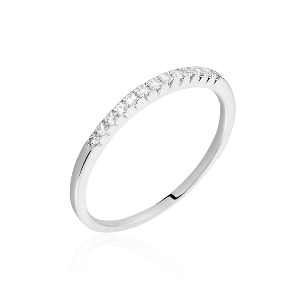🦚 Memo Luisa Damen Trauring Weißgold 375 (9 Karat) Diamant Weiß 0,040 ct B 1,5 mm, Trauring mit Stein