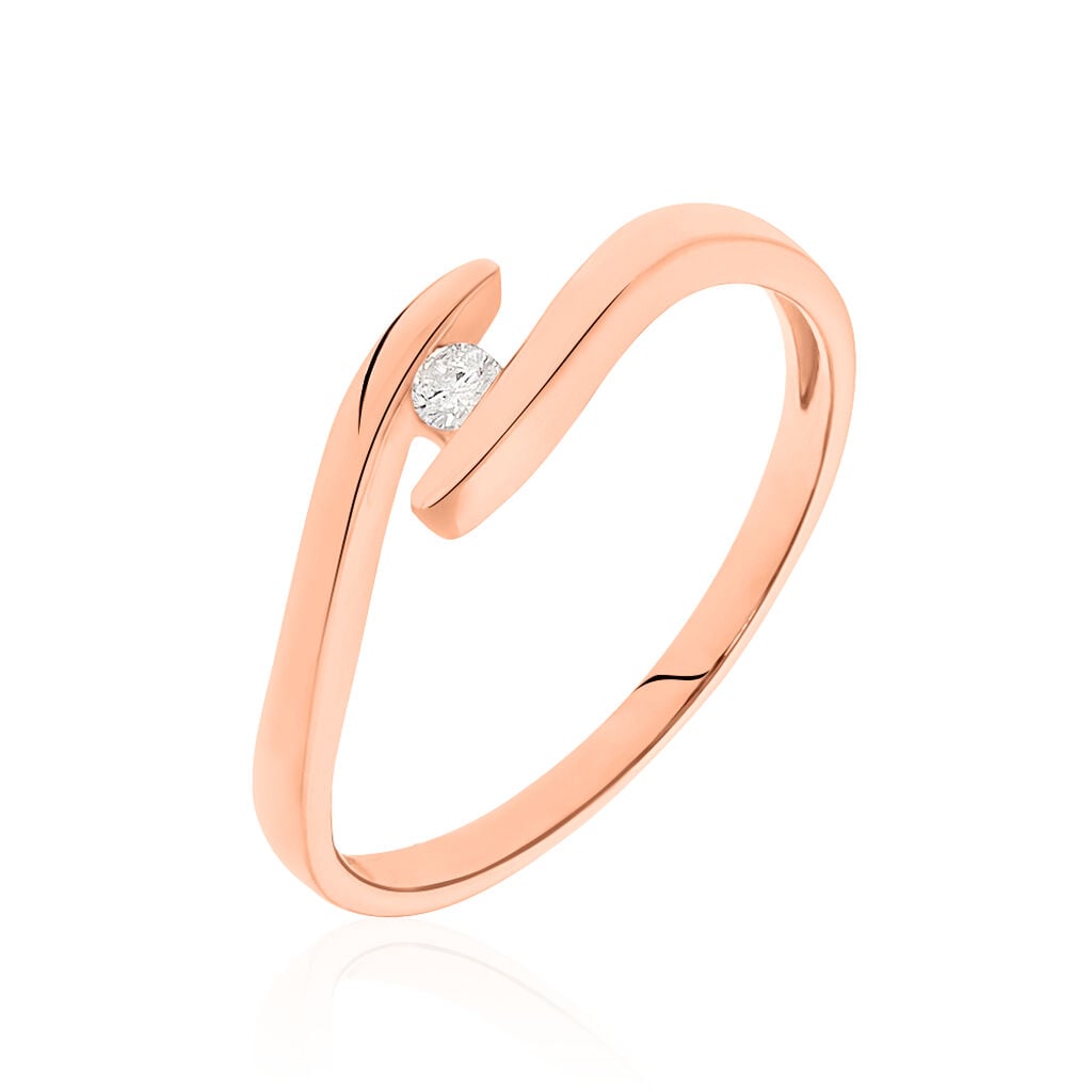 🦚 Curonda Damen Ring Rosegold 375 (9 Karat) Diamant Weiß 0,05 ct, Ring mit Stein