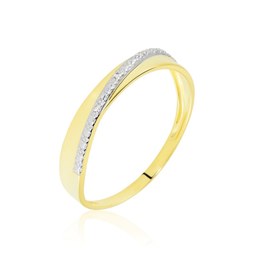 🦚 TIMIRA Damen Ring Gold 375 (9 Karat) Diamant Weiß 0,01 ct, Ring mit Stein
