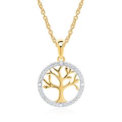 🦚 585er Goldkette Lebensbaum mit Diamanten