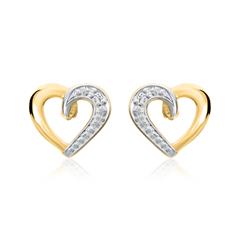 🦚 Ohrstecker Herzen aus 585er Gold mit Diamanten