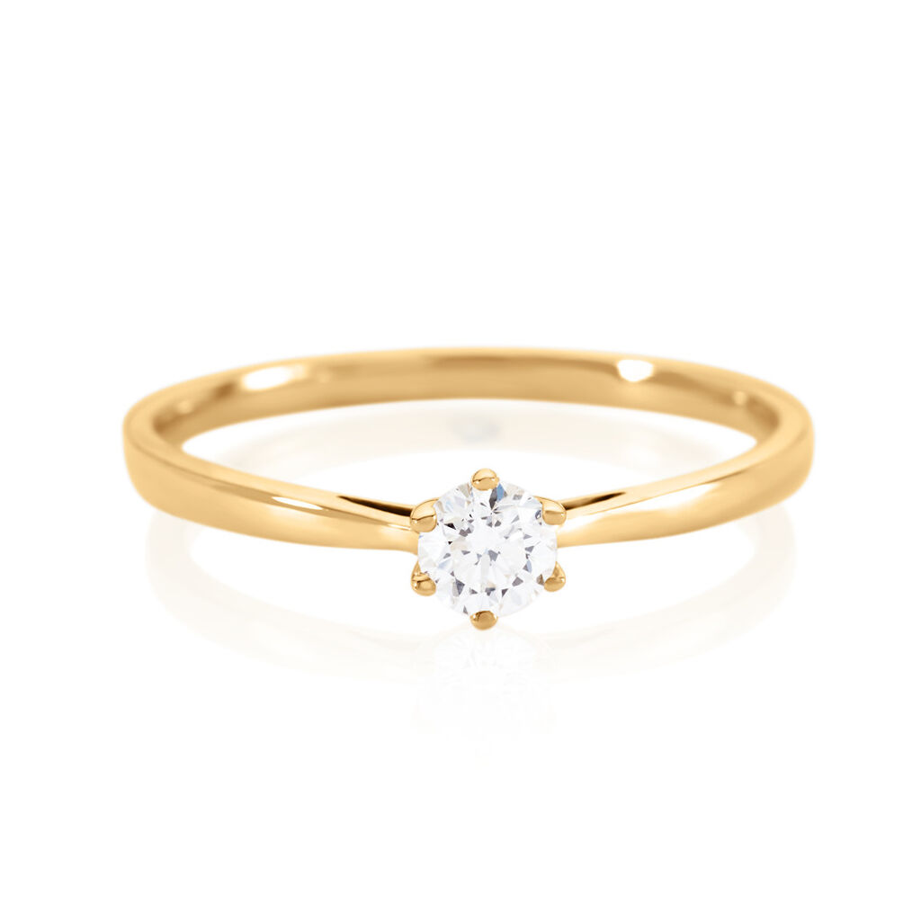 🦚 Sonate Damen Ring Gold 585 (14 Karat) Synthetischer Diamant Weiß 0,26 ct, Ring mit Stein