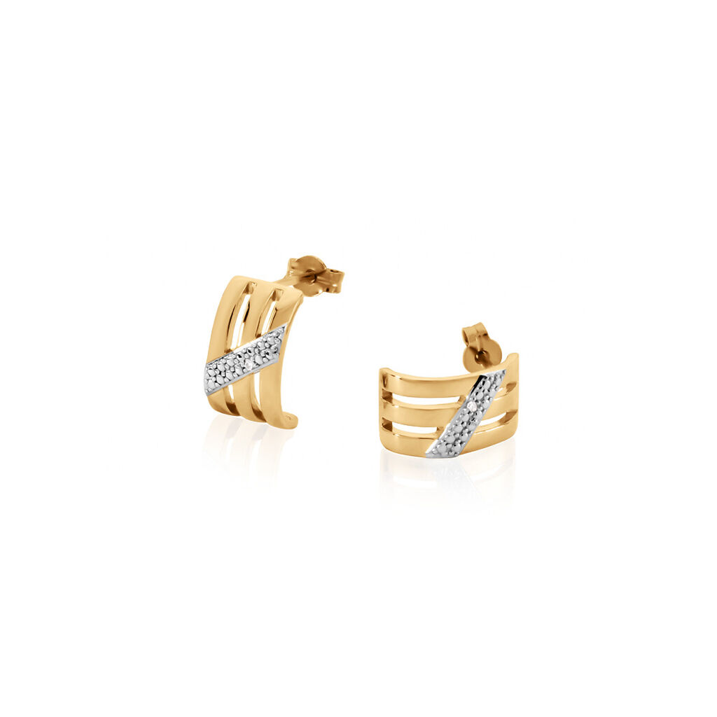 🦚 LIORA Damen Ohrstecker Gold 375 (9 Karat) Diamant Weiß 0,01 ct, Ohrstecker mit Stein