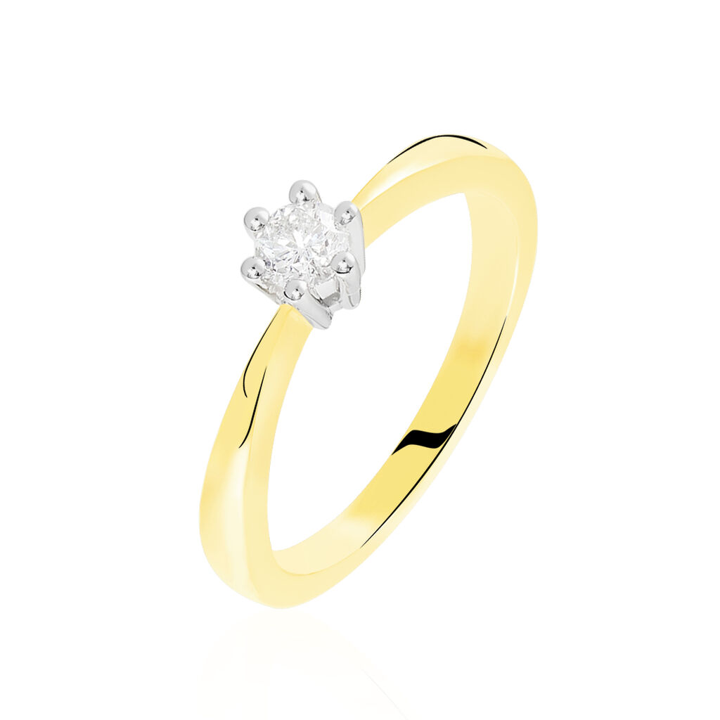 🦚 ROME Damen Ring Gold Bicolor 375 (9 Karat) Diamant Weiß 0,2 ct, Ring mit Stein