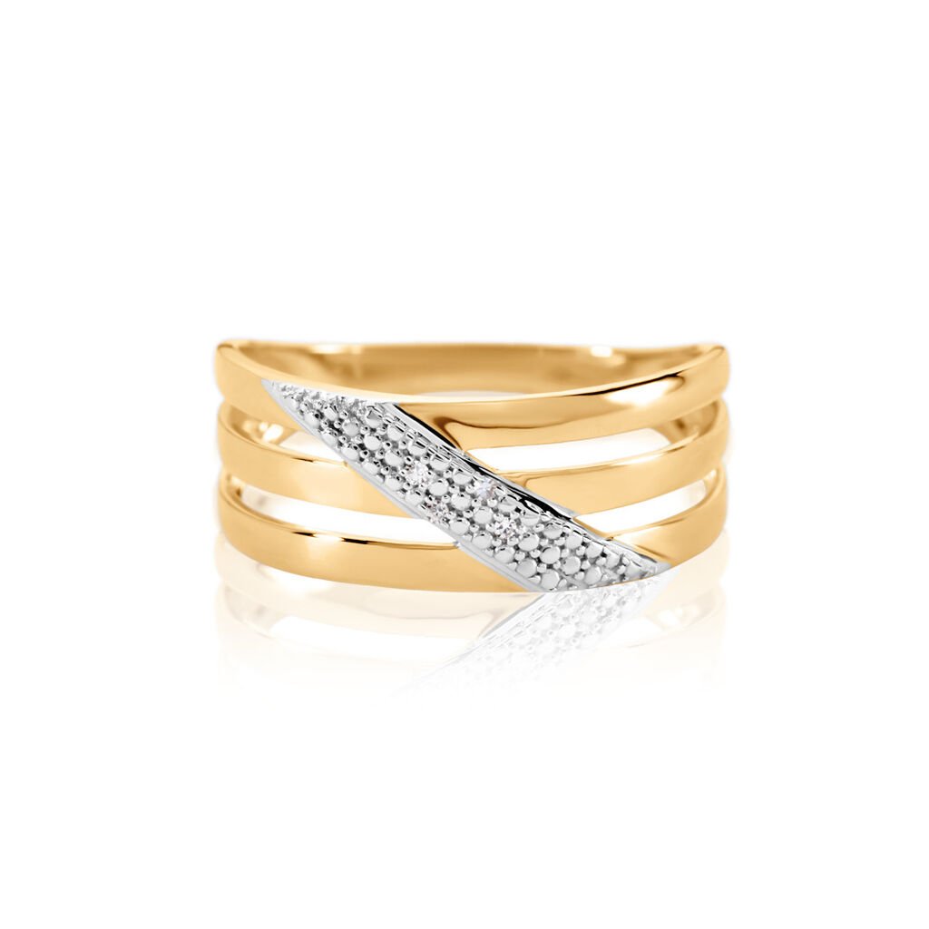 🦚 LIORA Damen Ring Gold 375 (9 Karat) Diamant Weiß 0,01 ct, Ring mit Stein