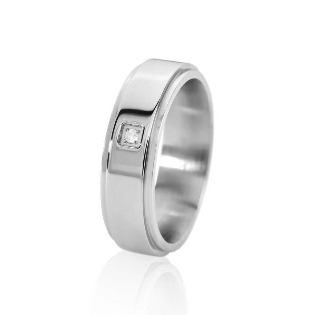 🦚 BOND Damen Ring Edelstahl Diamant Weiß 0,020 ct B 6 mm, Ring mit Stein