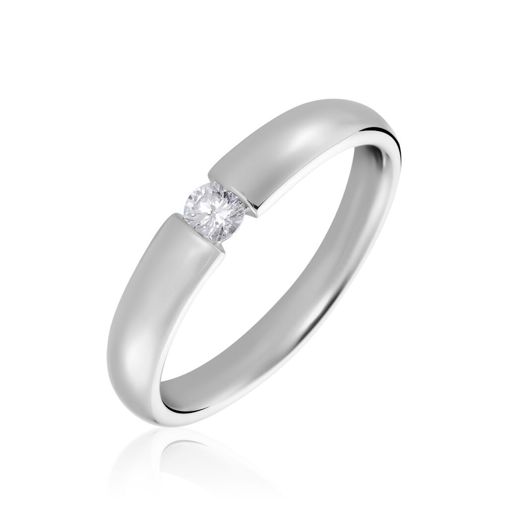 🦚 Lisboa Damen Ring Weißgold 375 (9 Karat) Diamant Weiß 0,1 ct, Ring mit Stein