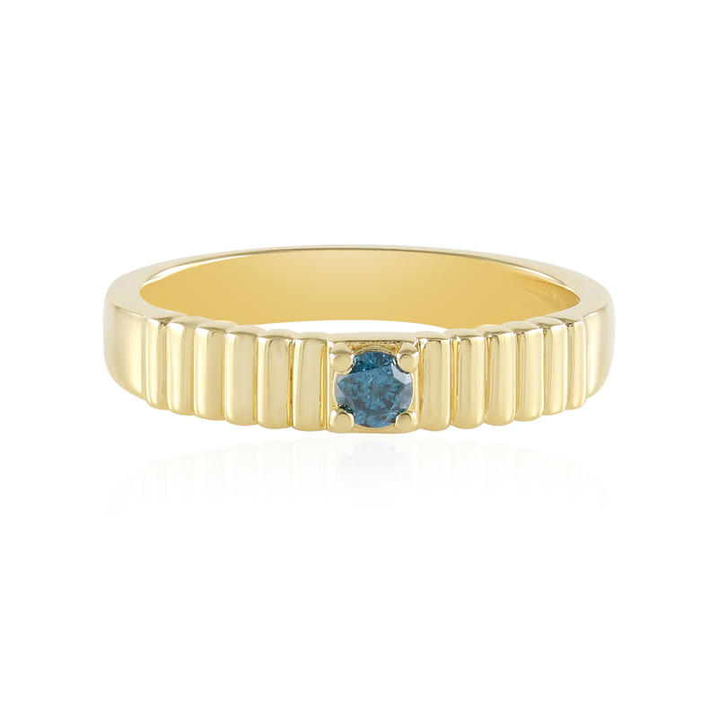 Blauer I2 Brillant-Silberring