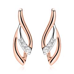 🦚 Bicolore Ohrstecker 585er Roségold Diamanten