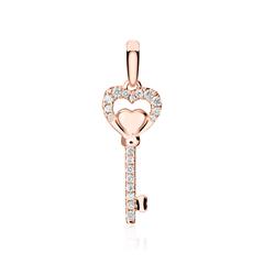 🦚 Anhänger Schlüssel aus 18K Roségold mit Diamanten