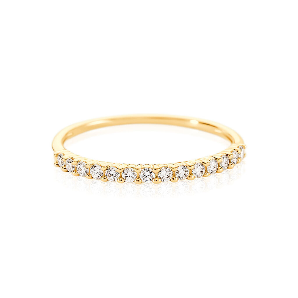 🦚 MERCY Damen Ring Gold 585 (14 Karat) Synthetischer Diamant Weiß 0,14 ct, Ring mit Stein