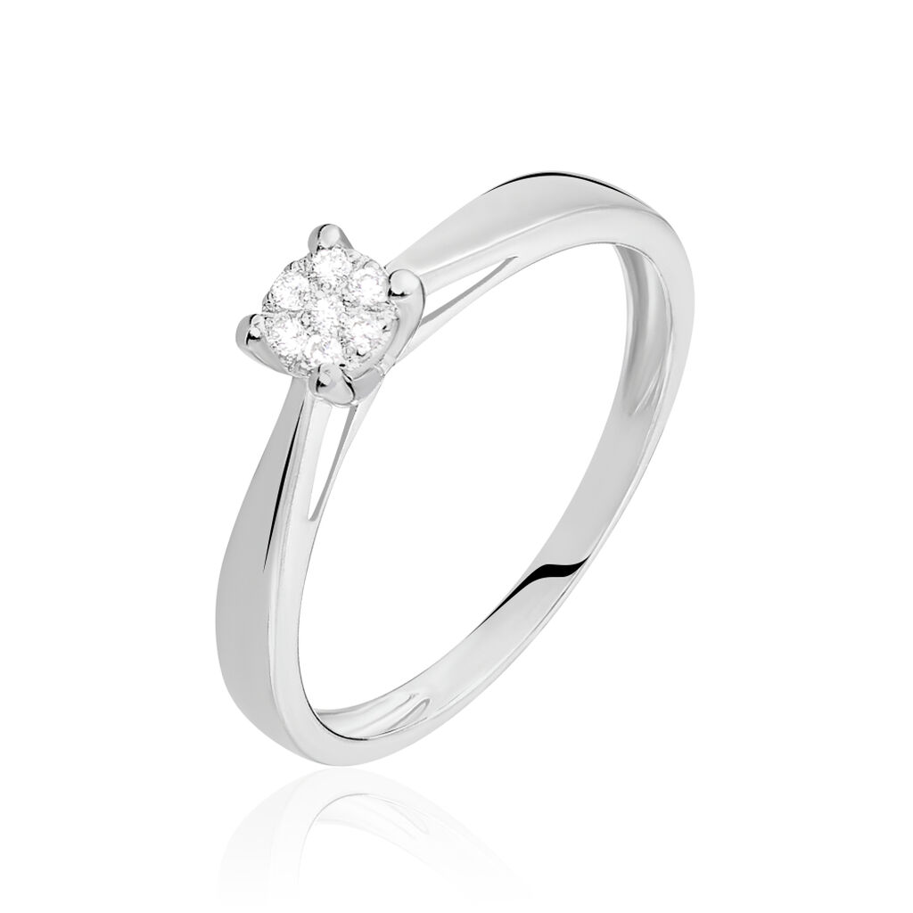 🦚 GRACE Damen Ring Weißgold 375 (9 Karat) Diamant Weiß 0,07 ct, Ring mit Stein