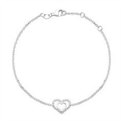 🦚 750er Weißgold-Armband Herz 28 Diamanten