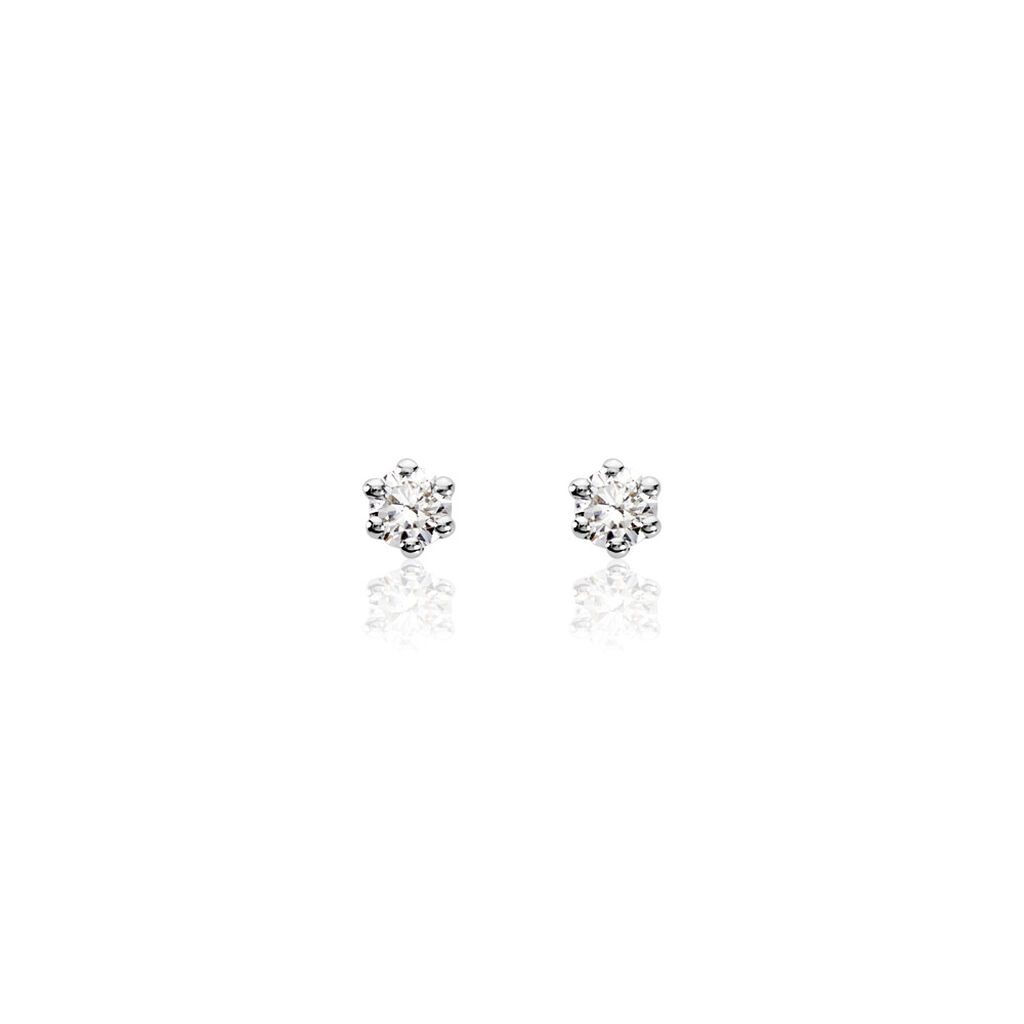 🦚 MONOPOLI Damen Ohrstecker Weißgold 585 (14 Karat) Diamant Weiß 0,11 ct, Ohrstecker mit Stein
