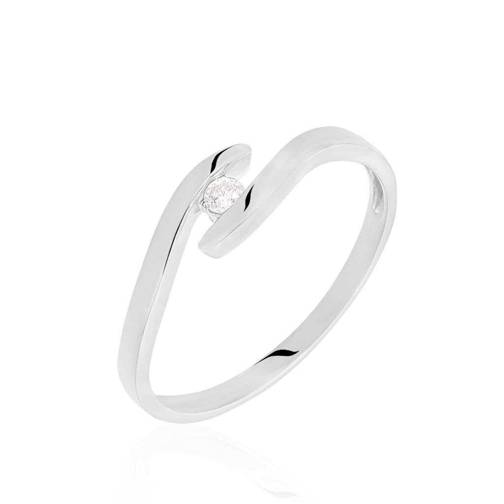 🦚 Curonda Damen Ring Weißgold 375 (9 Karat) Diamant Weiß 0,05 ct, Ring mit Stein