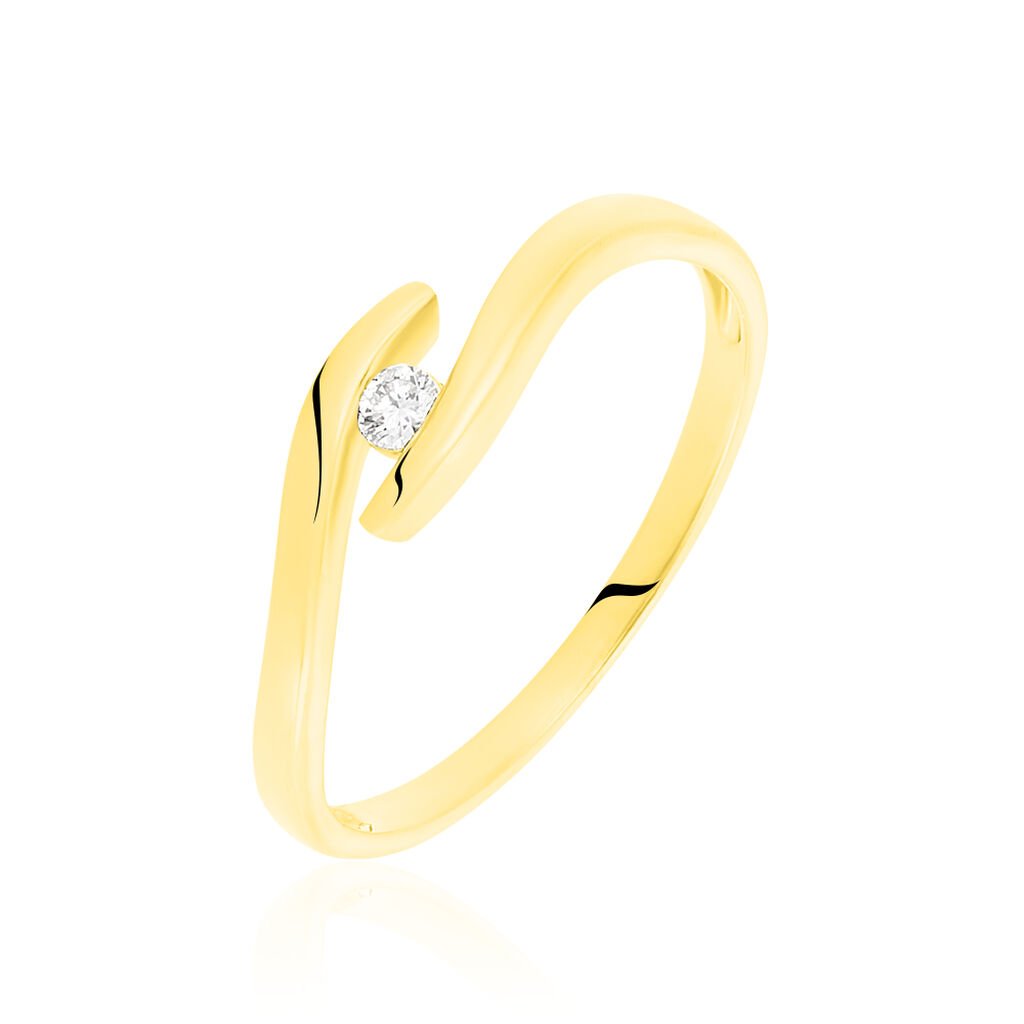 🦚 Curonda Damen Ring Gold 375 (9 Karat) Diamant Weiß 0,05 ct, Ring mit Stein