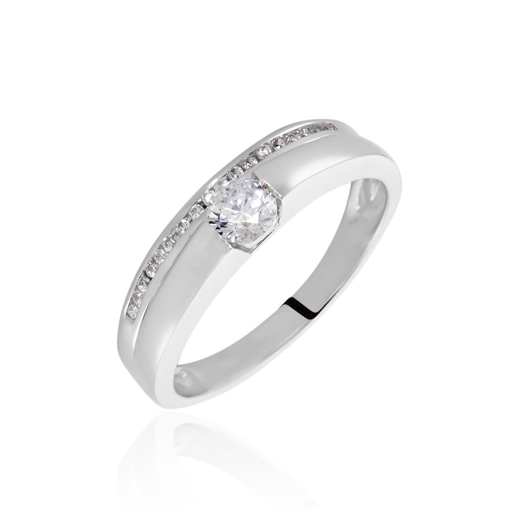 🦚 ELLEANA Damen Ring Silber 925 Zirkonia Weiß B 4,1 mm, Ring mit Stein