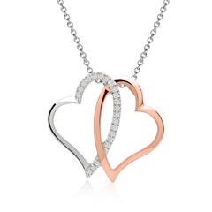 🦚 Kette Diamantanhänger Herzen 0,059 ct gesamt