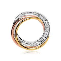 🦚 Tricolorer Anhänger 585er Gold Diamanten