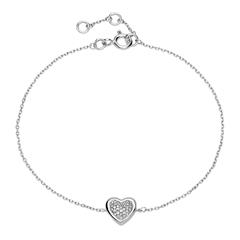 🦚 Herzarmband aus 14K Weißgold mit Diamantbesatz