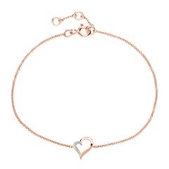 🦚 Armband Herz aus 14K Roségold mit Diamanten