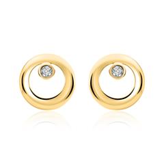 🦚 Kreis-Ohrstecker aus 585er Gold mit Brillanten