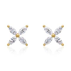 🦚 Ohrstecker Blüte aus 585er Gold mit Diamanten