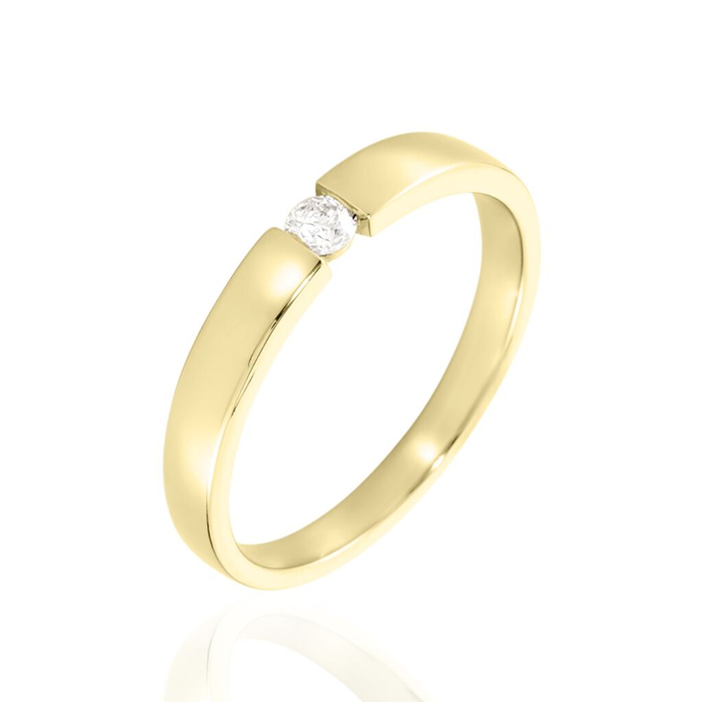 🦚 SEVILLE Damen Ring Gold 375 (9 Karat) Diamant Weiß 0,1 ct, Ring mit Stein